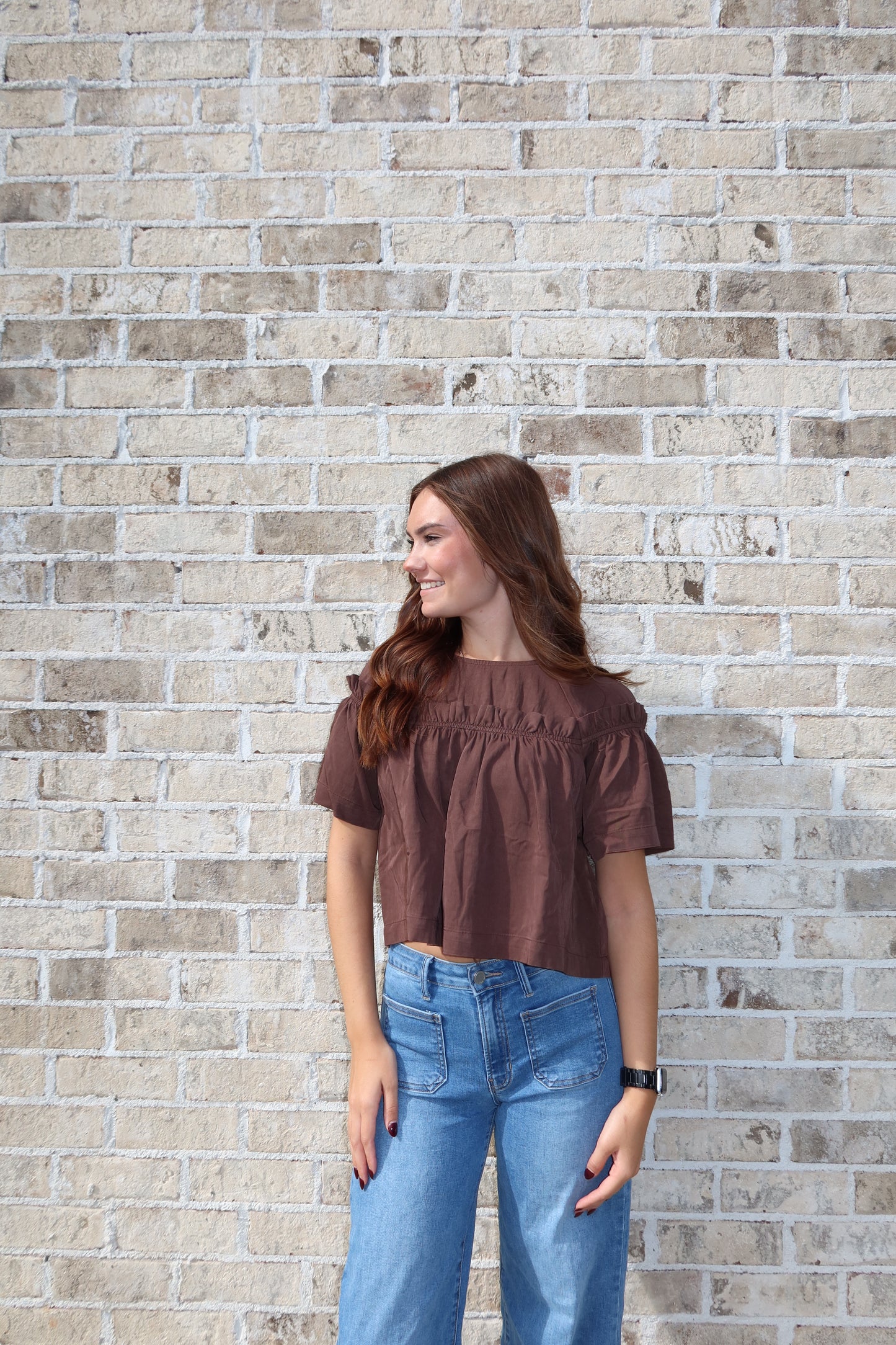 Hollis Ruffle Trim Babydoll Top