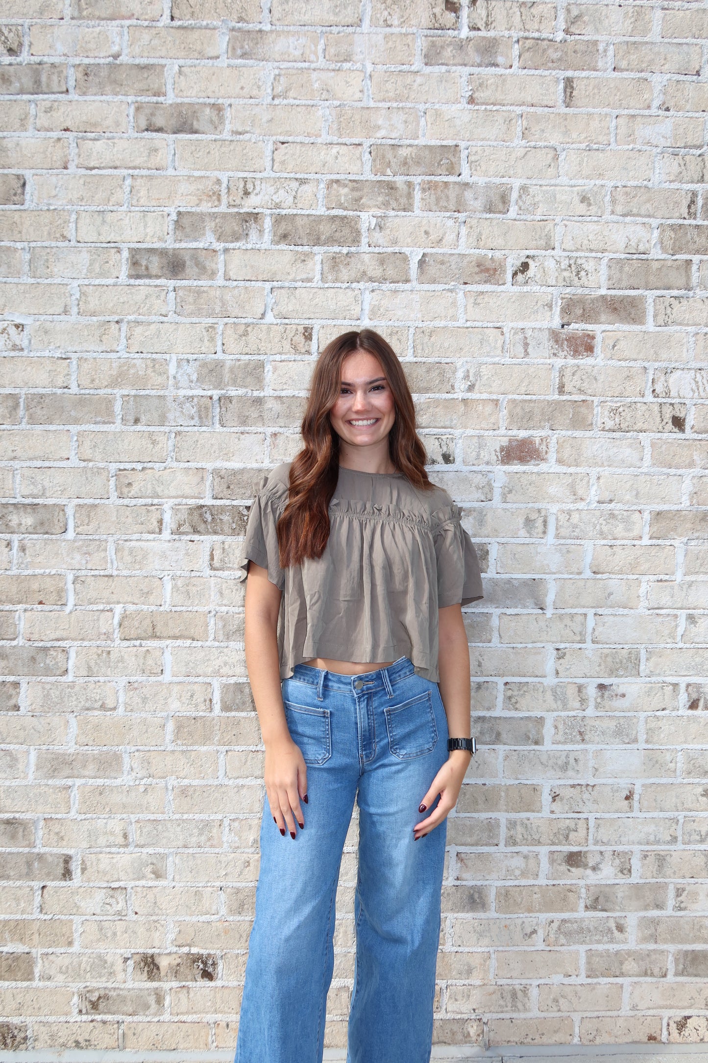 Hollis Ruffle Trim Babydoll Top