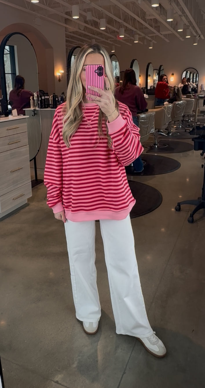 Mock Neck Stripped Sweatshirt