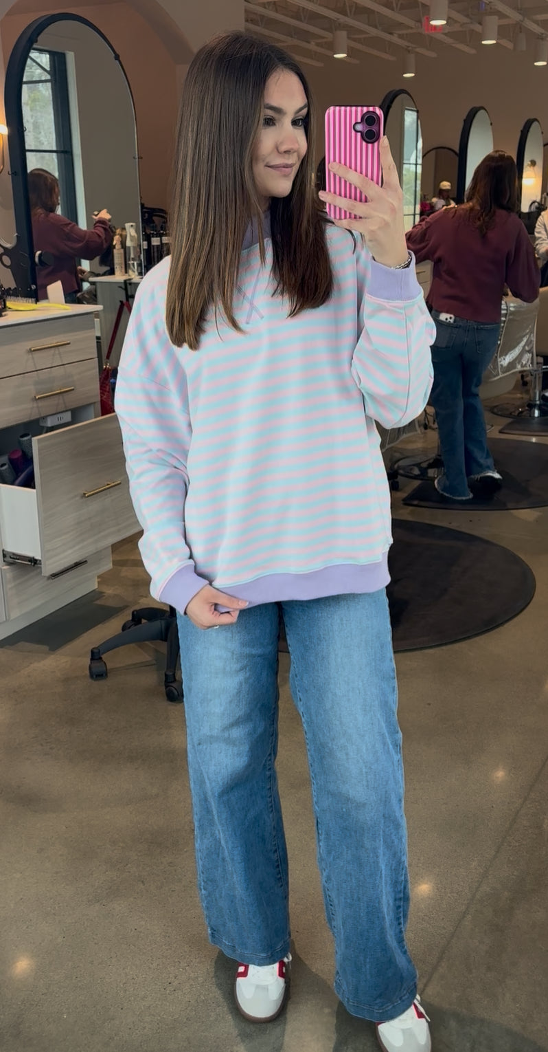Mock Neck Stripped Sweatshirt