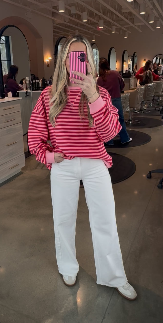 Mock Neck Stripped Sweatshirt