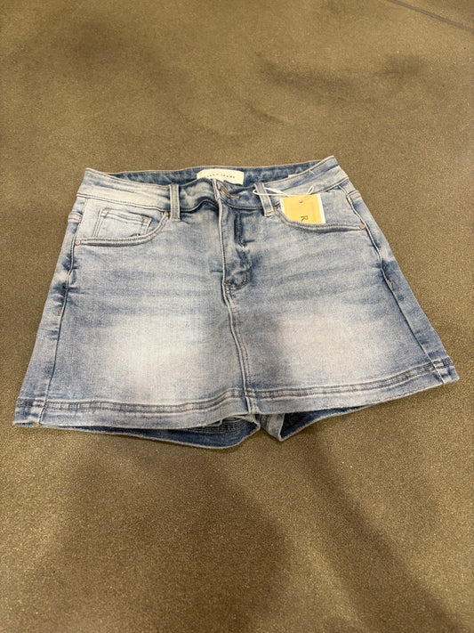 High Rise Denim Skort