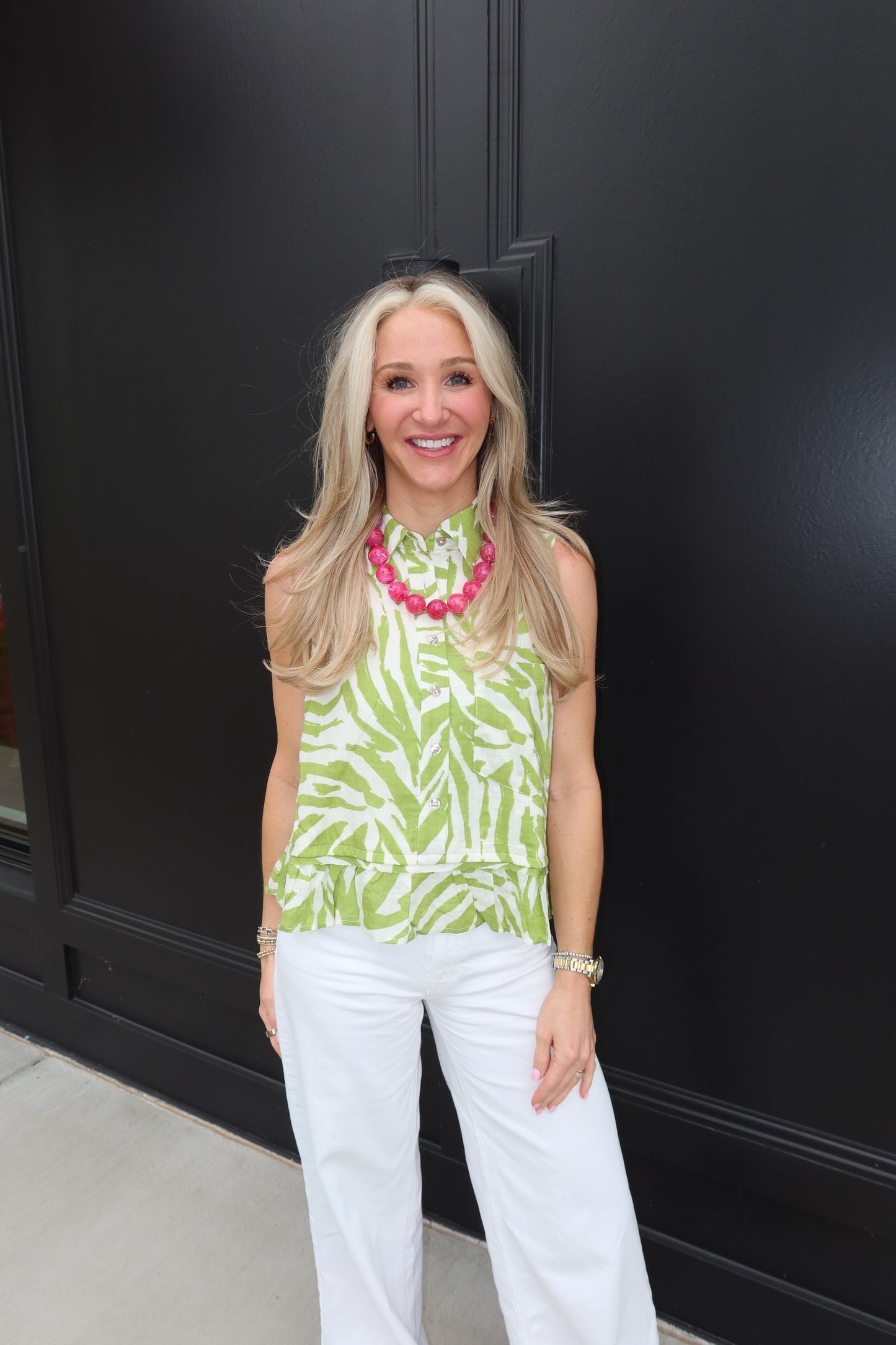 Matcha Zebra Print Top